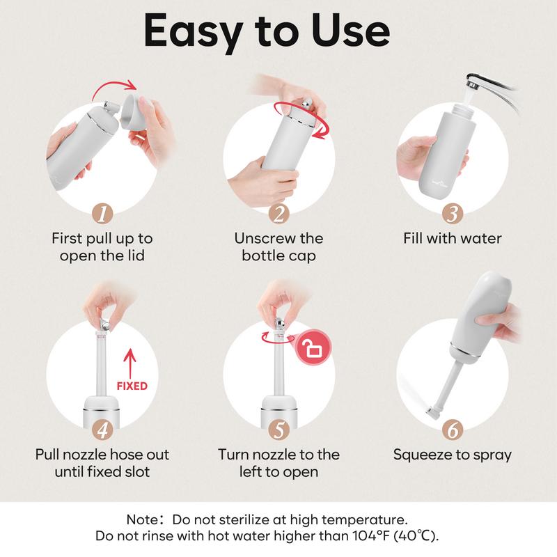 Easy@Home Portable Bidet – 380ml Travel Peri Bottle, Leakproof & Battery-Free