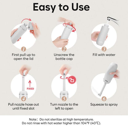 Easy@Home Portable Bidet – 380ml Travel Peri Bottle, Leakproof & Battery-Free